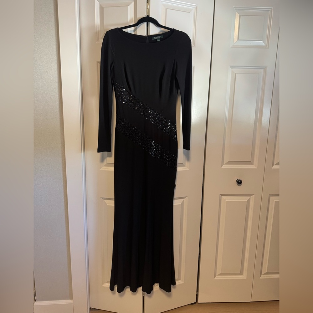 Ralph Lauren Black Long Sleeve Sequin Dress